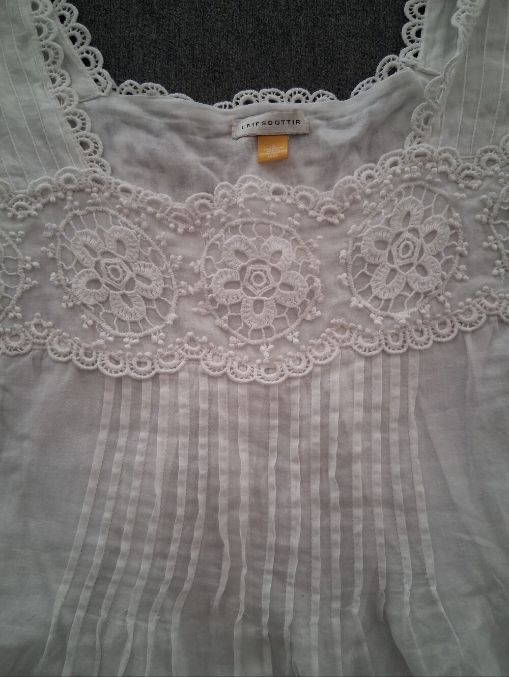 leifsdottir 100% White Lace-Trim Girls' Tank Top - Picture 2 of 8